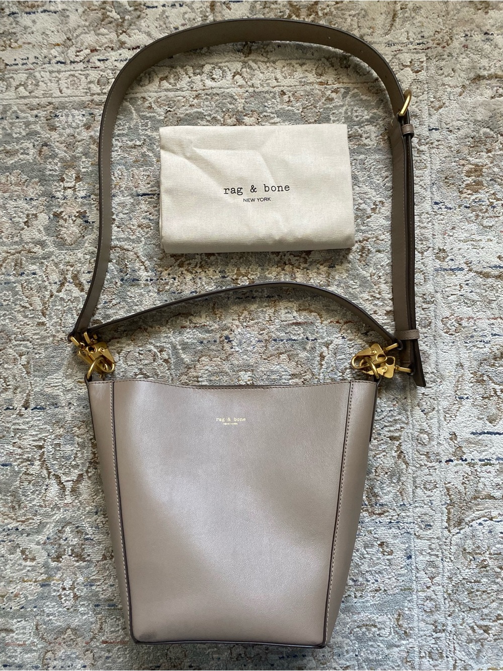 rag & bone Parker Clay Leather Crossbody Bucket Bag with Gold Hardware Sold Out